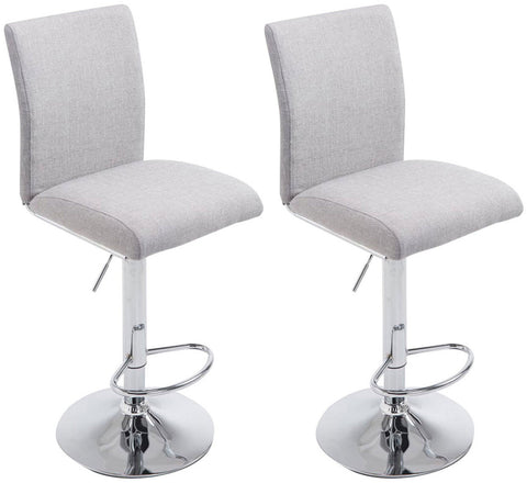 TPFLiving Set of 2 bar stools Kölle metal frame in chrome look fabric