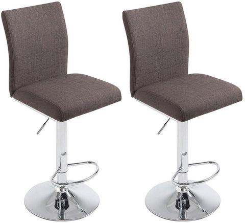 TPFLiving Set of 2 bar stools Kölle metal frame in chrome look fabric