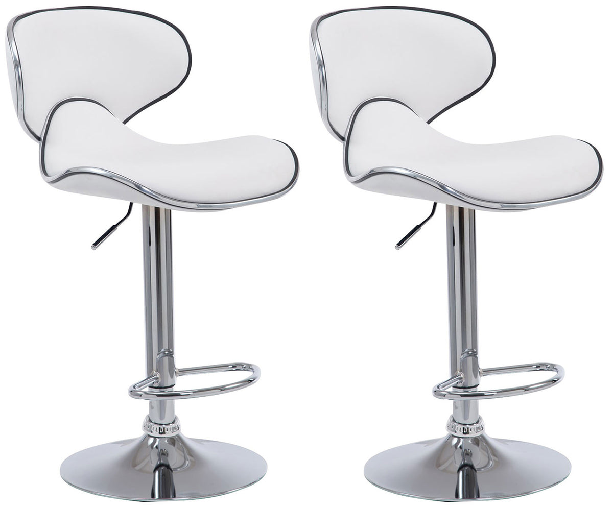 TPFLiving set of 2 bar stools Las Palmas metal frame in chrome look faux leather