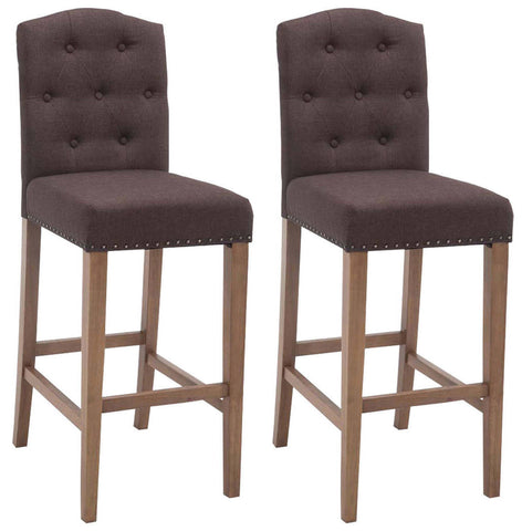 TPFLiving Set of 2 bar stools Louisiana frame antique light wood fabric