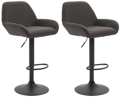 TPFLiving set of 2 bar stools Bragnum frame black fabric