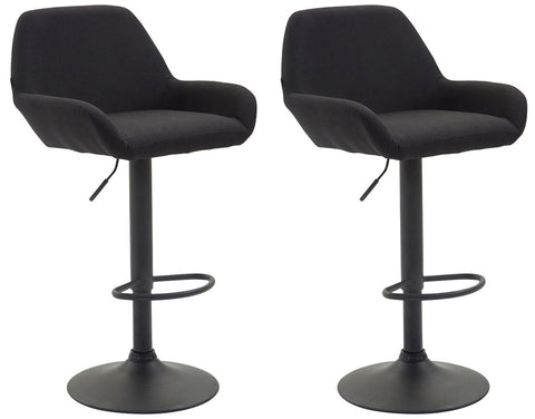 TPFLiving set of 2 bar stools Bragnum frame black fabric