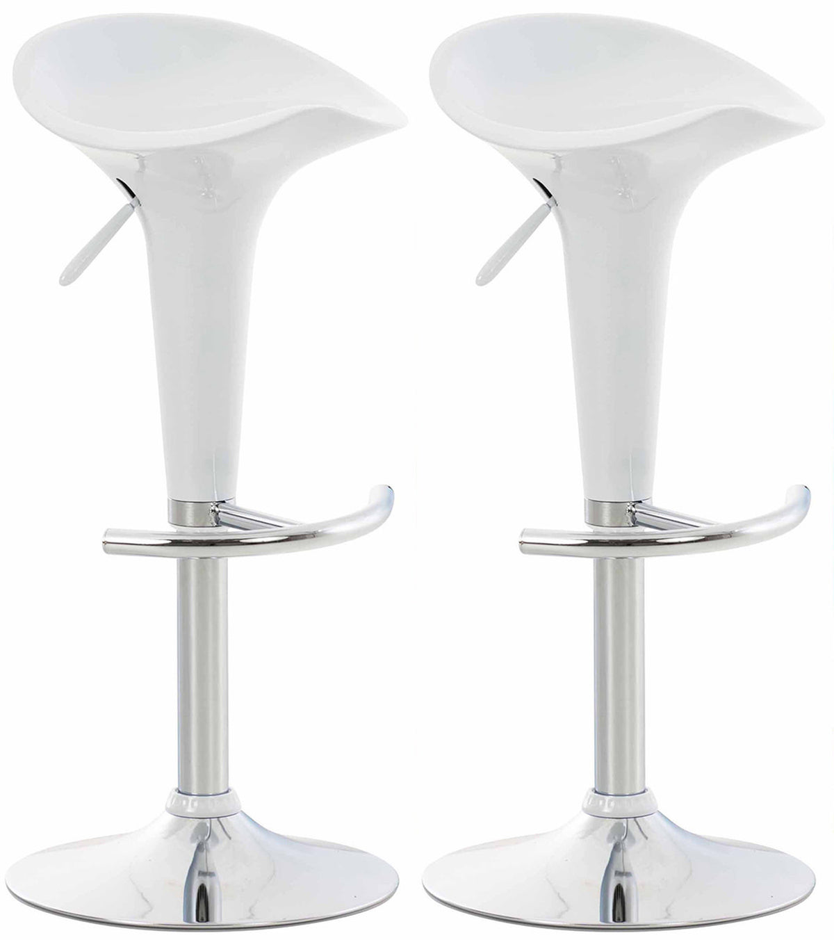 TPFLiving Set of 2 bar stools Saturn frame metal in chrome look plastic