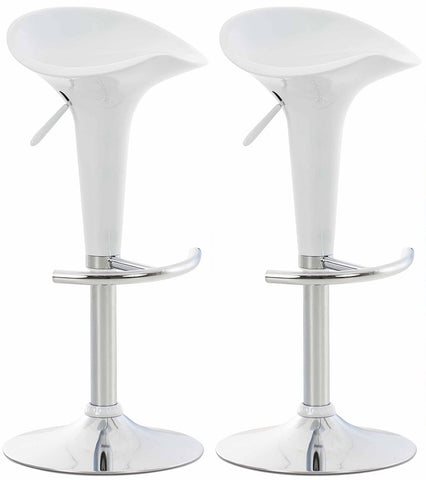 TPFLiving Set of 2 bar stools Saturn frame metal in chrome look plastic