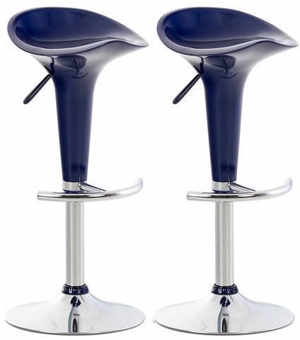 TPFLiving Set of 2 bar stools Saturn frame metal in chrome look plastic