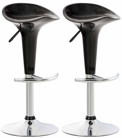 TPFLiving Set of 2 bar stools Saturn frame metal in chrome look plastic