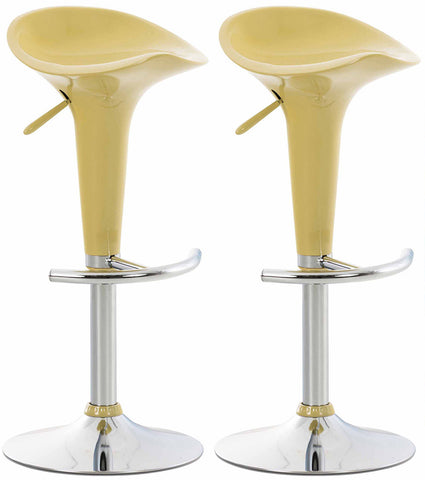 TPFLiving Set of 2 bar stools Saturn frame metal in chrome look plastic