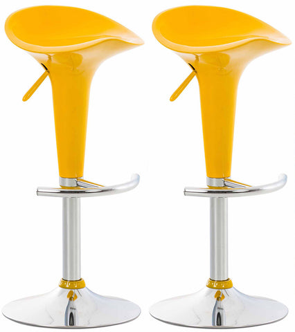 TPFLiving Set of 2 bar stools Saturn frame metal in chrome look plastic