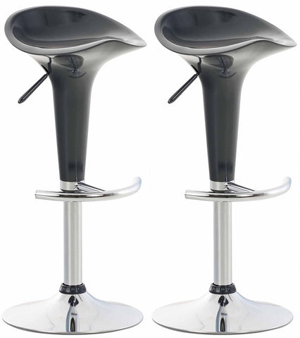 TPFLiving Set of 2 bar stools Saturn frame metal in chrome look plastic