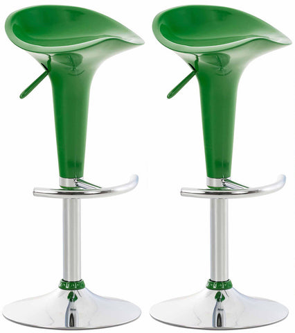 TPFLiving Set of 2 bar stools Saturn frame metal in chrome look plastic