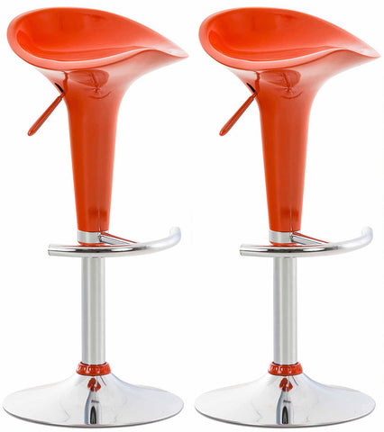 TPFLiving Set of 2 bar stools Saturn frame metal in chrome look plastic