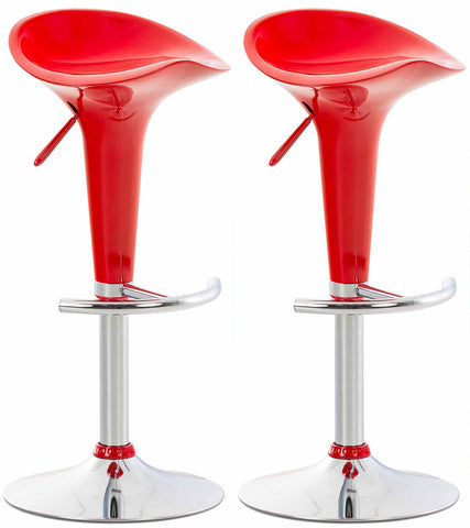 TPFLiving Set of 2 bar stools Saturn frame metal in chrome look plastic