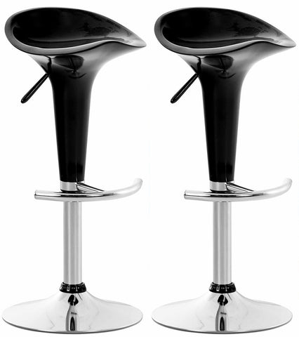 TPFLiving Set of 2 bar stools Saturn frame metal in chrome look plastic