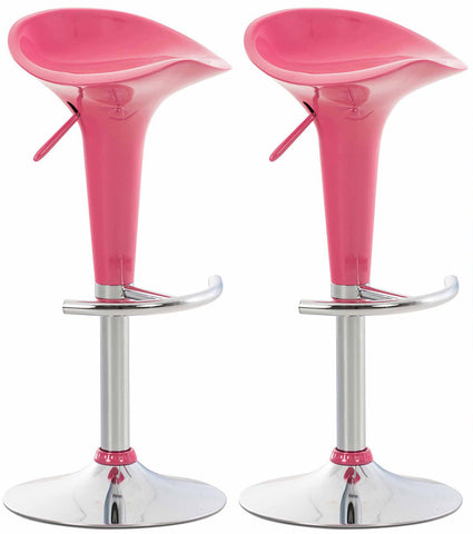 TPFLiving Set of 2 bar stools Saturn frame metal in chrome look plastic