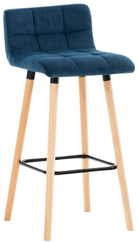 TPFLiving bar stool London frame wood Natura velvet