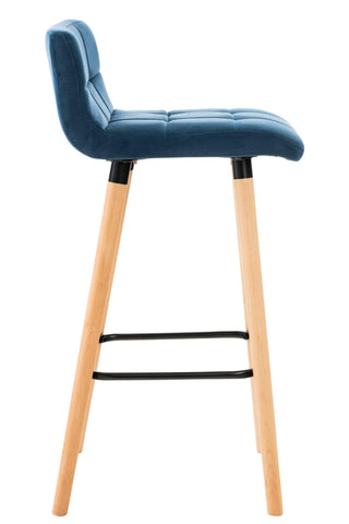 TPFLiving bar stool London frame wood Natura velvet