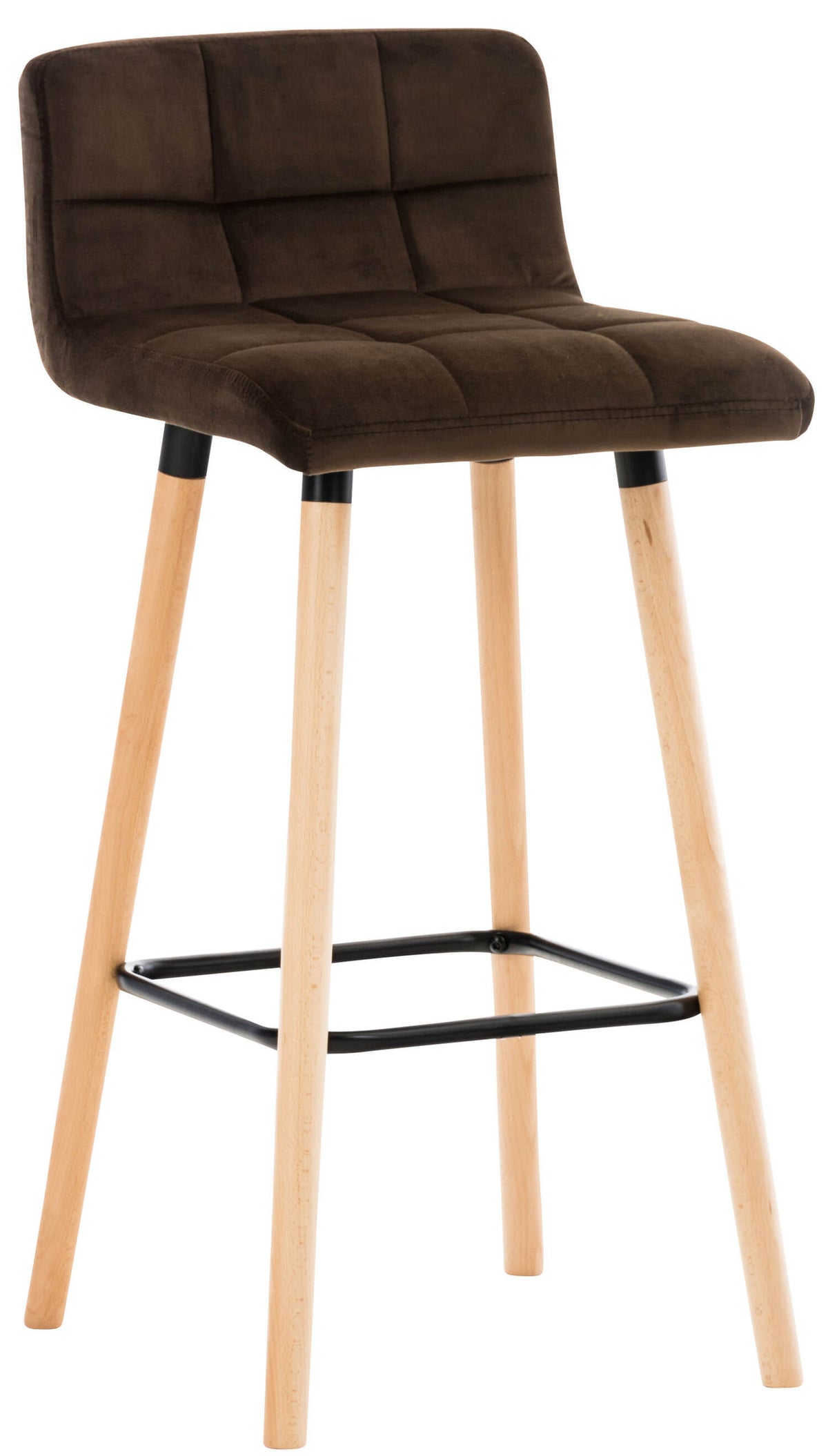 TPFLiving bar stool London frame wood Natura velvet