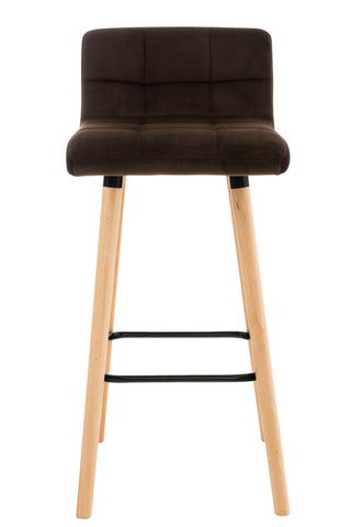 TPFLiving bar stool London frame wood Natura velvet