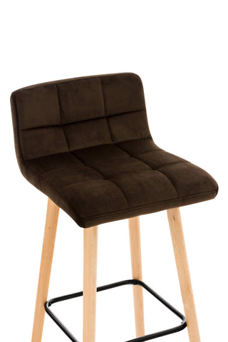 TPFLiving bar stool London frame wood Natura velvet