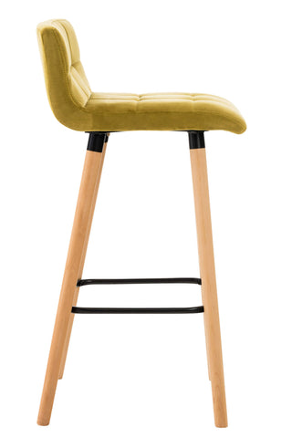 TPFLiving bar stool London frame wood Natura velvet