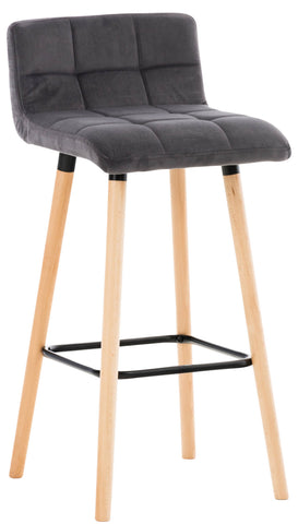 TPFLiving bar stool London frame wood Natura velvet