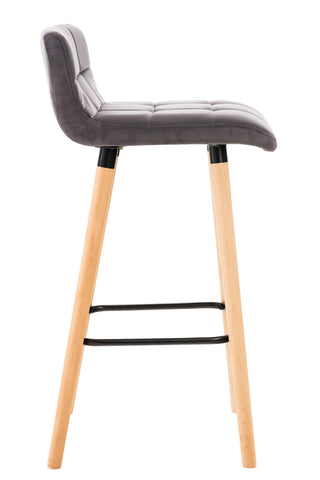 TPFLiving bar stool London frame wood Natura velvet