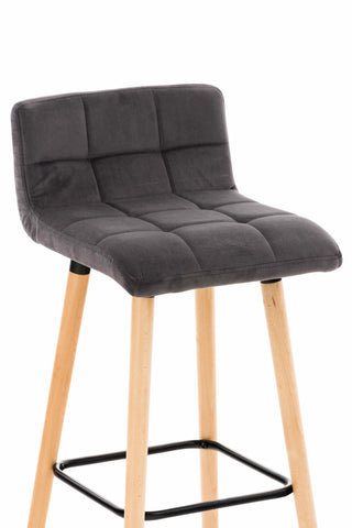 TPFLiving bar stool London frame wood Natura velvet