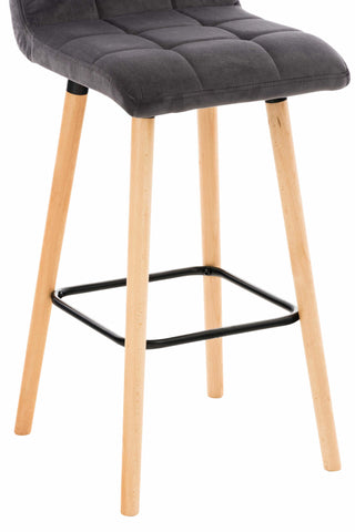 TPFLiving bar stool London frame wood Natura velvet