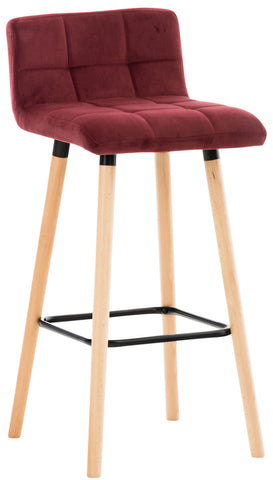 TPFLiving bar stool London frame wood Natura velvet