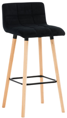 TPFLiving bar stool London frame wood Natura velvet