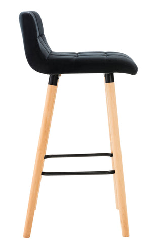 TPFLiving bar stool London frame wood Natura velvet