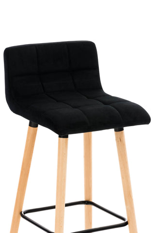 TPFLiving bar stool London frame wood Natura velvet