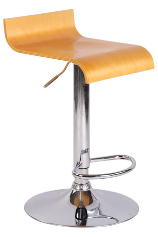 TPFLiving bar stool Wullf metal frame with chrome look wooden seat