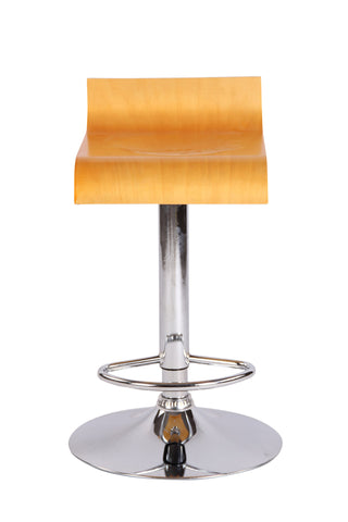 TPFLiving bar stool Wullf metal frame with chrome look wooden seat