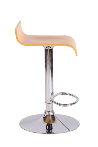 TPFLiving bar stool Wullf metal frame with chrome look wooden seat