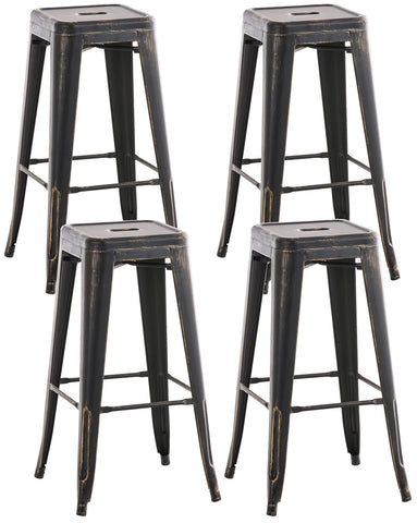 TPFLiving set of 4 bar stools Joy antique metal