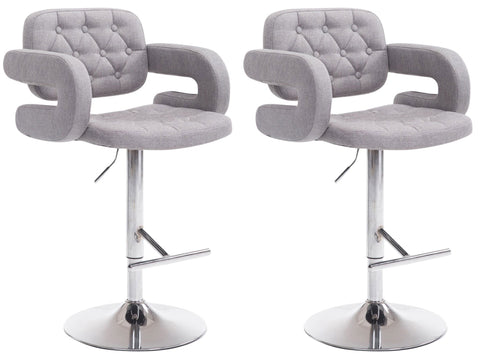 TPFLiving set of 2 bar stools Dubai metal frame in chrome look fabric