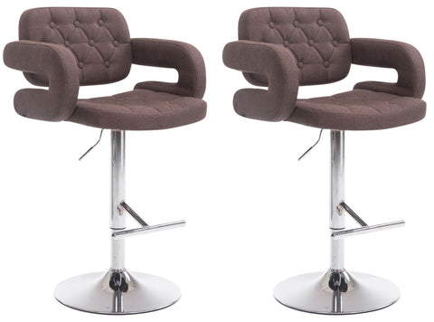 TPFLiving set of 2 bar stools Dubai metal frame in chrome look fabric