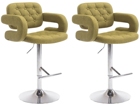 TPFLiving set of 2 bar stools Dubai metal frame in chrome look fabric