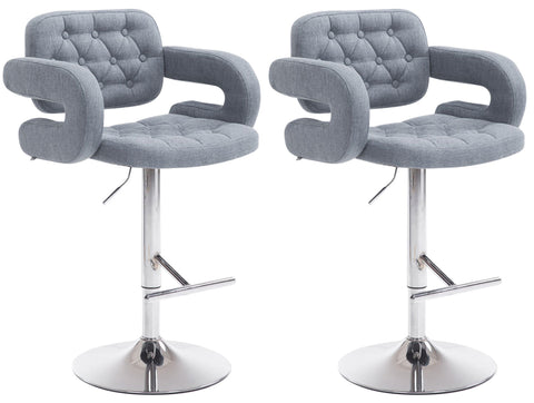 TPFLiving set of 2 bar stools Dubai metal frame in chrome look fabric