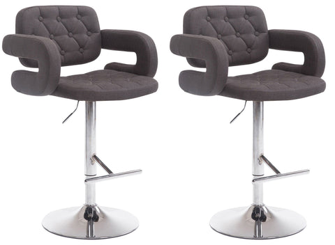 TPFLiving set of 2 bar stools Dubai metal frame in chrome look fabric