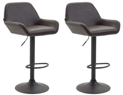 TPFLiving set of 2 bar stools Bragnum frame black faux leather