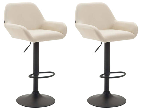 TPFLiving set of 2 bar stools Bragnum frame black faux leather