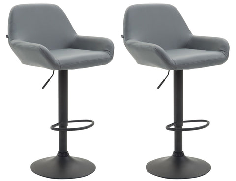 TPFLiving set of 2 bar stools Bragnum frame black faux leather