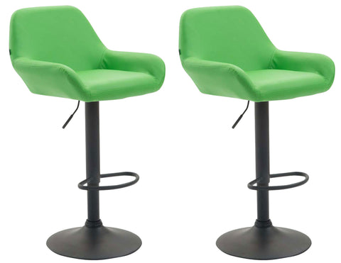 TPFLiving set of 2 bar stools Bragnum frame black faux leather