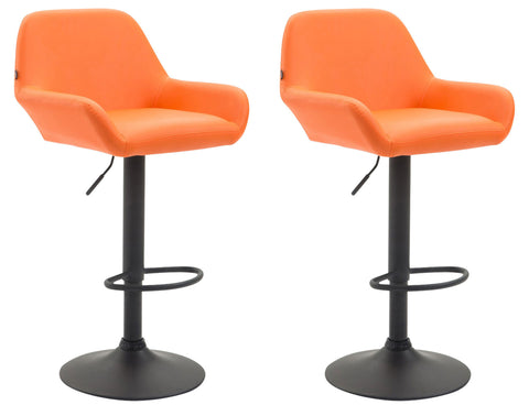 TPFLiving set of 2 bar stools Bragnum frame black faux leather