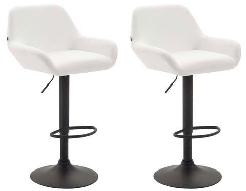 TPFLiving set of 2 bar stools Bragnum frame black faux leather