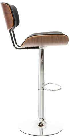 TPFLiving bar stool Sarnico metal frame in chrome look seat walnut faux leather