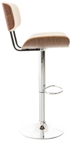 TPFLiving bar stool Sarnico metal frame in chrome look seat walnut faux leather