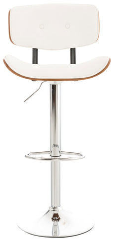 TPFLiving bar stool Sarnico metal frame in chrome look seat walnut faux leather